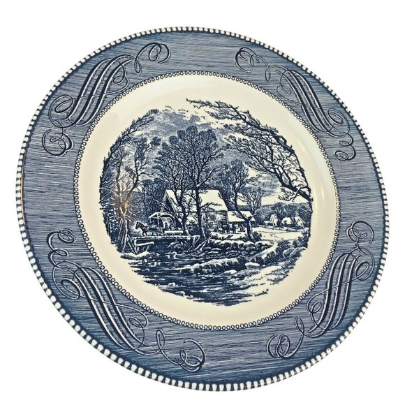 Vintage Currier Ives Royal China Dinner Plate Old Grist Mill 10 in Replacement u - Picture 1 of 4